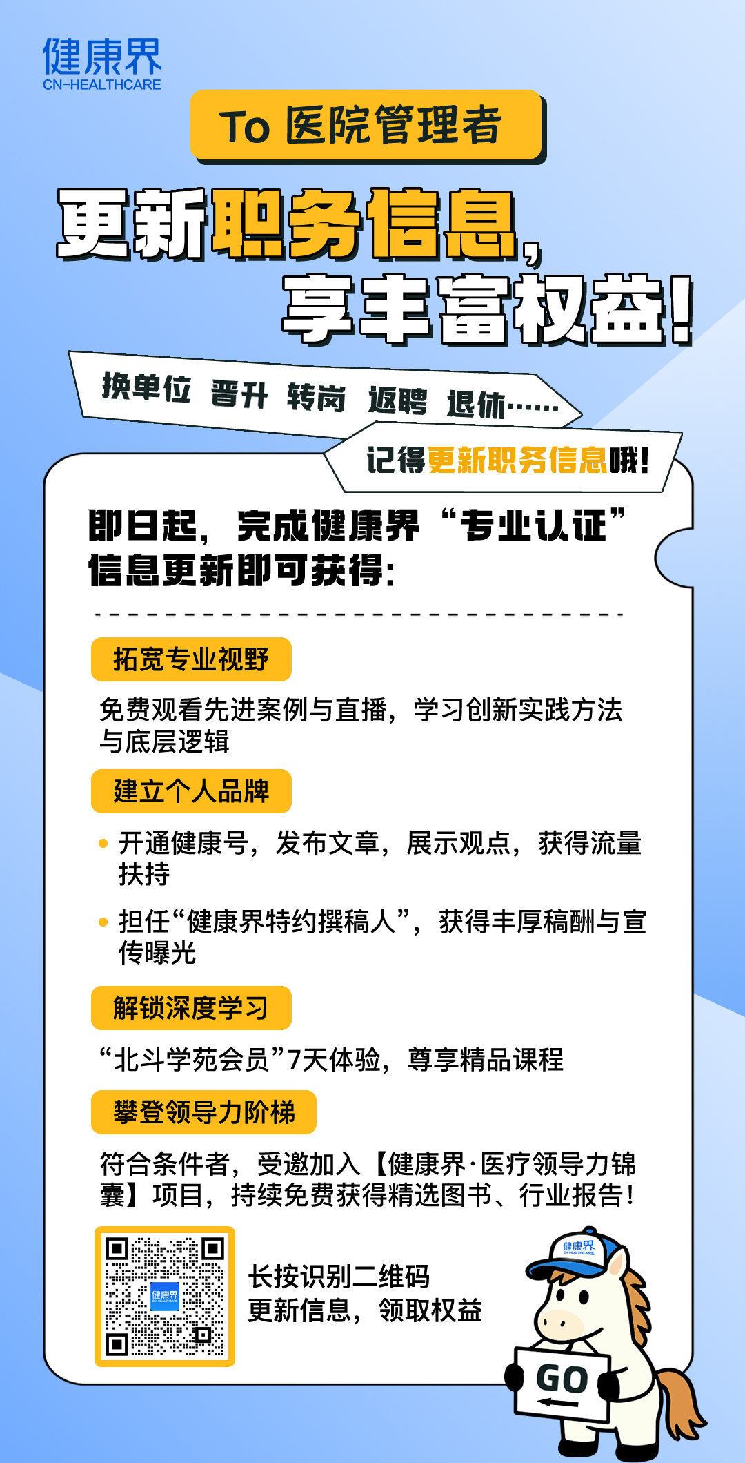 致医院管理者：更新职务信息，享丰富权益！